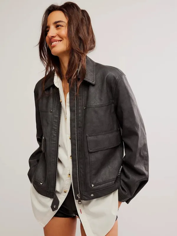 Blaire Vegan Leather Jacket made by Free People