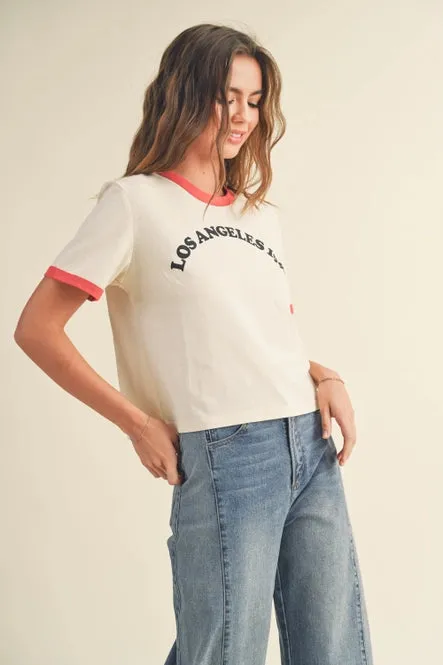 City Print 'Los Angeles' Cotton Tee | Beige sold by Bella Chic product image thumbnail 2