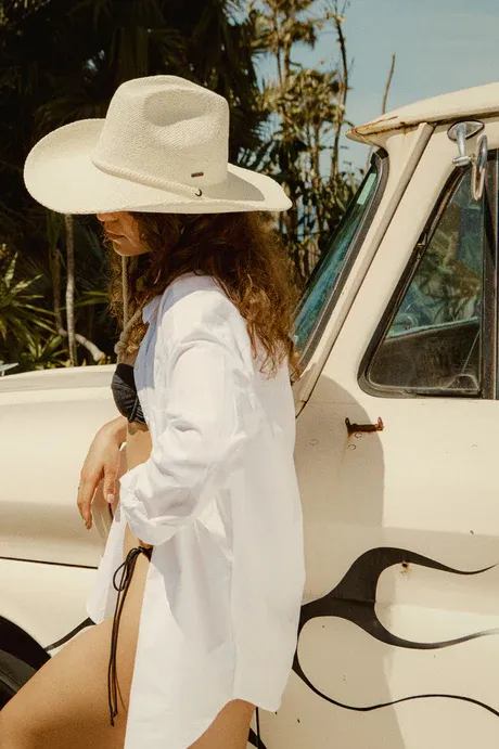 Austin Straw Cowboy Hat | Bone sold by Bella Chic