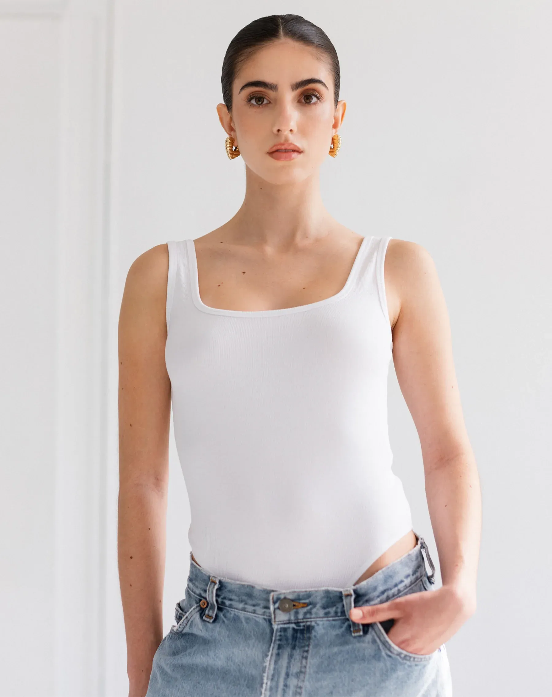The Ribbed Bodysuit | White sold by Bella Chic product image thumbnail 2
