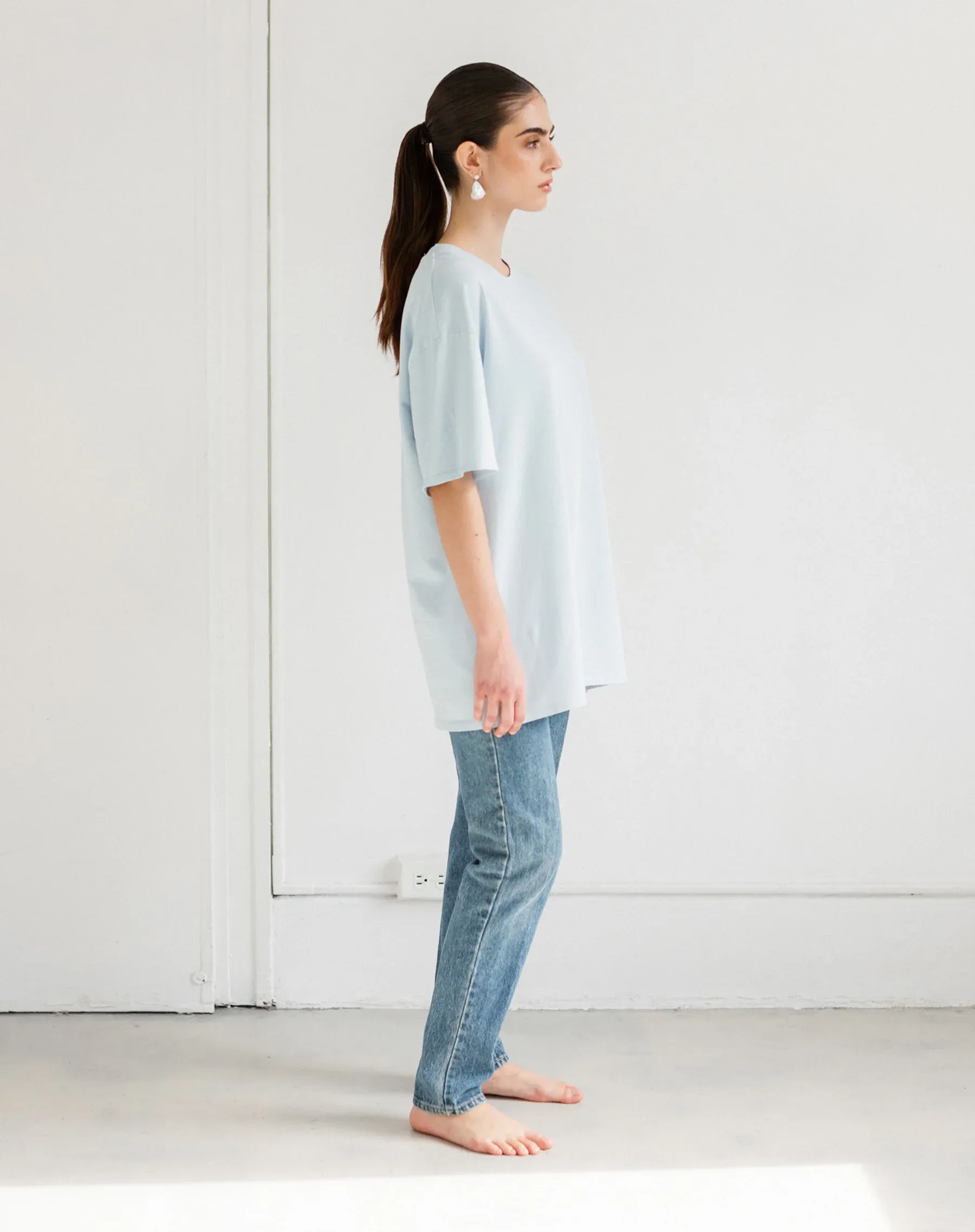 The Oversized Boxy Crew Neck Tee | Denim sold by Bella Chic product image thumbnail 3