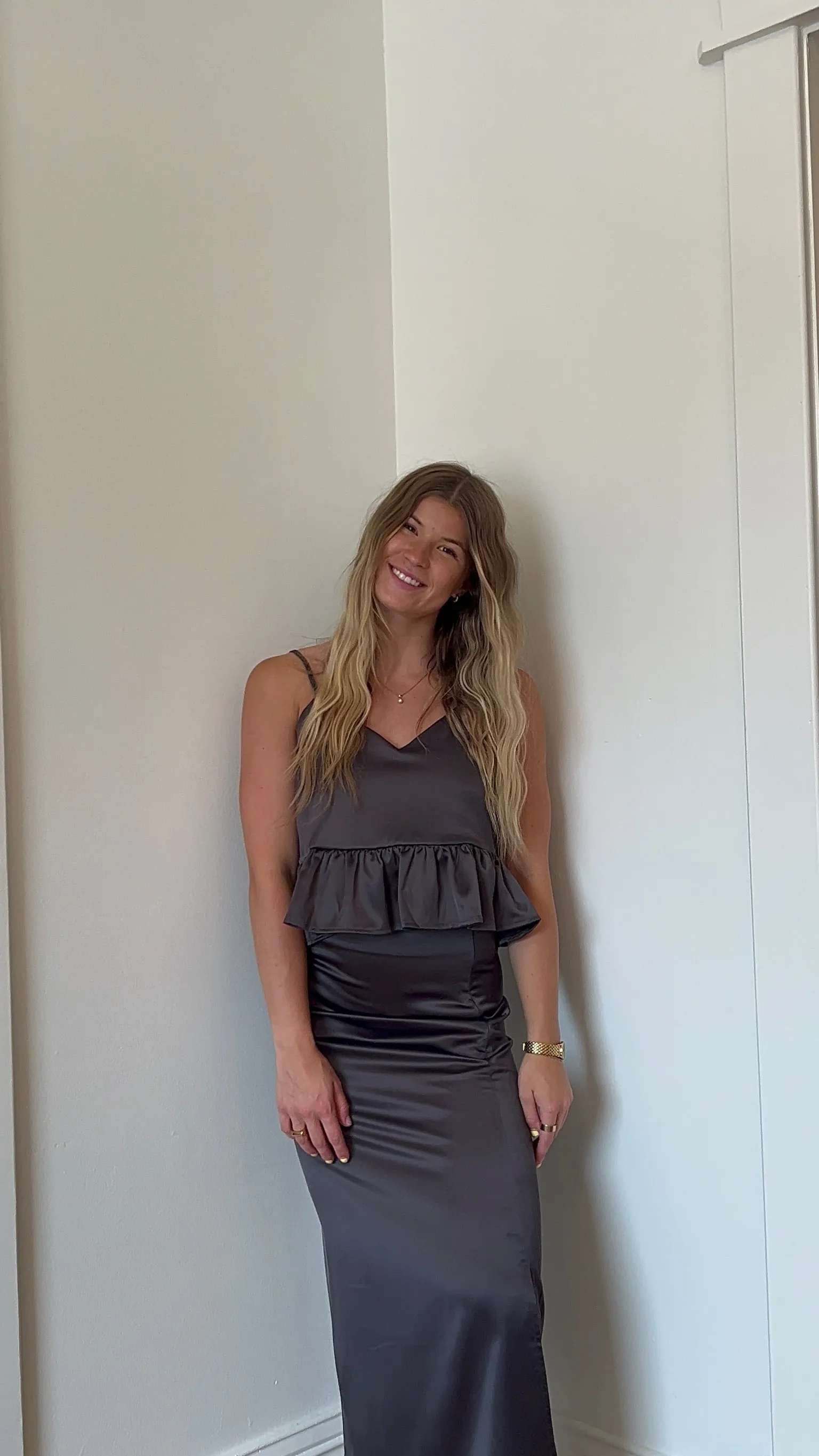 Satin Maxi Slip Skirt | Charcoal sold by Bella Chic product image thumbnail 4