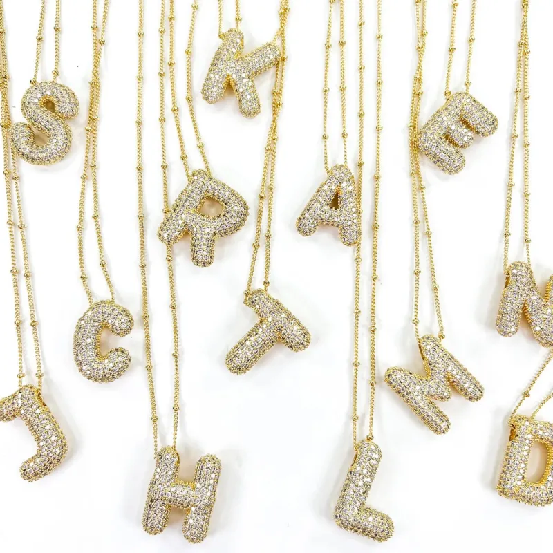 Bubble Crystal Initial Necklace | Gold made by Bella Chic