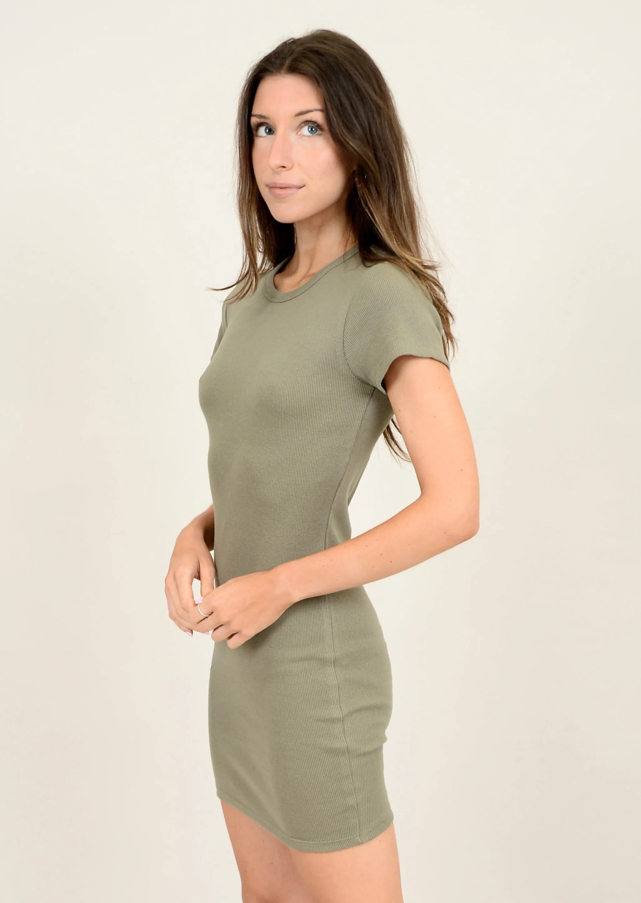 Cecie Crew Neck Dress| Olive sold by Bella Chic product image thumbnail 3