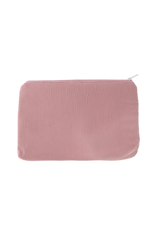 Day In Day Out Pink Ribbed Cosmetic Bag made by Bella Chic