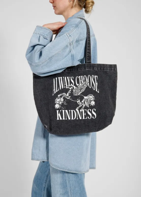 Kindness Denim Tote Bag | Black Denim made by Brunette The Label