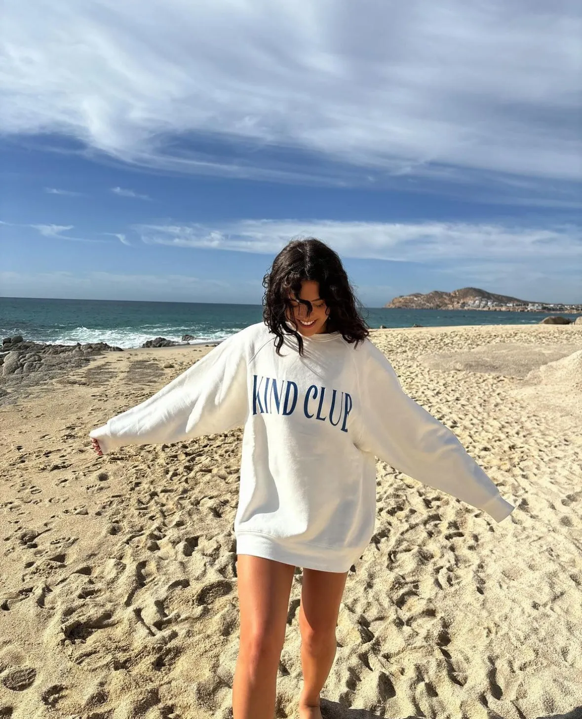 Kind Club Not Your Boyfriend's Crew | Coconut Cream w/ French Blue sold by Bella Chic product image thumbnail 2