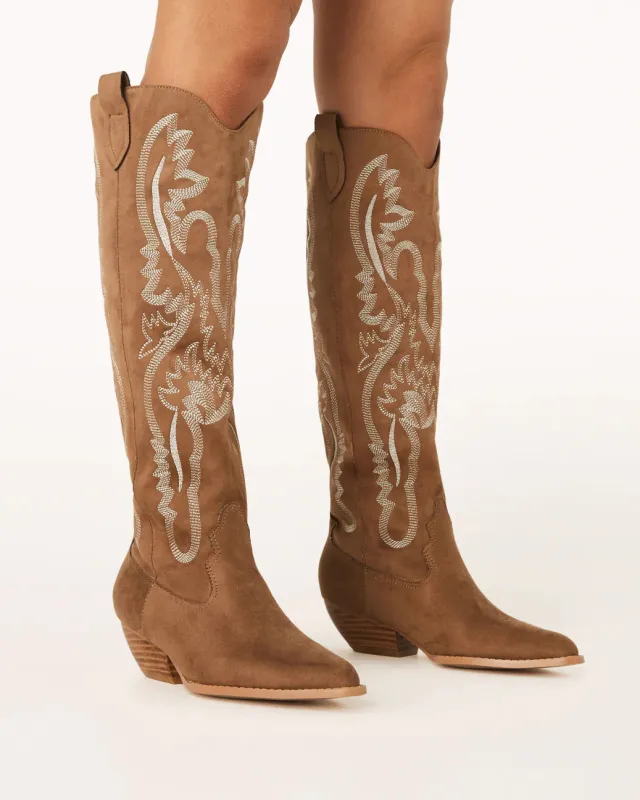 Wilden Cowboy Boot | Taupe Suede sold by Bella Chic