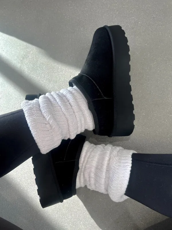 Ultra Mini Platform Sherpa Slipper Shoe | Black made by CCOCCI