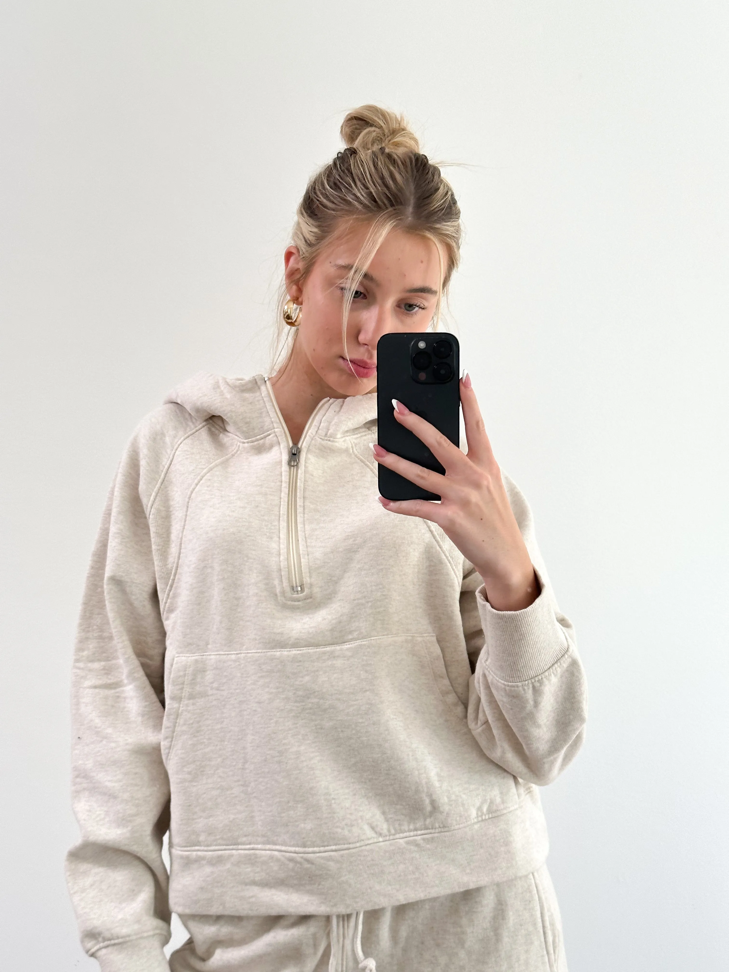 Amie Half Zip Hoodie | Heather Oatmeal sold by Bella Chic product image thumbnail 5