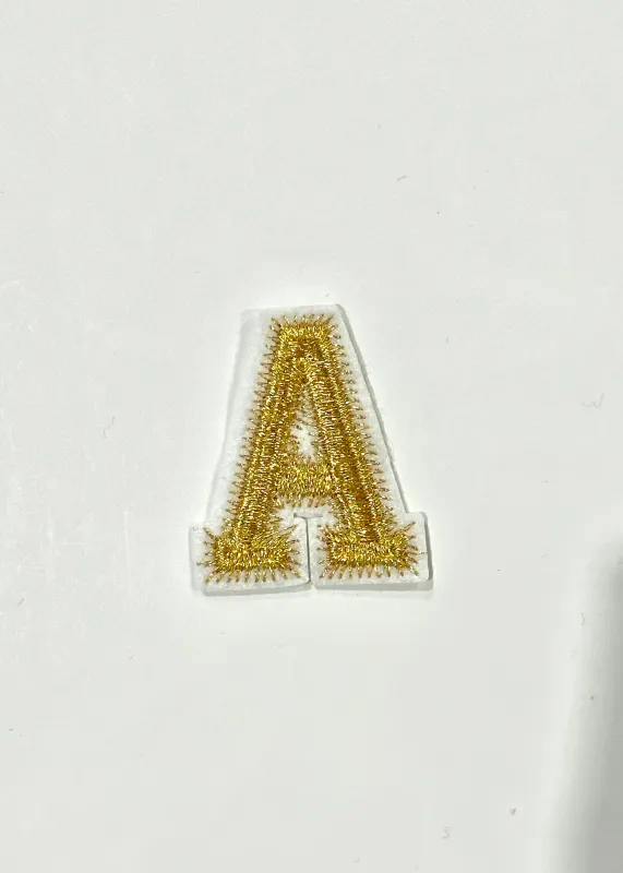 Gold Letter Zig Zag Stitch Patch sold by Bella Chic