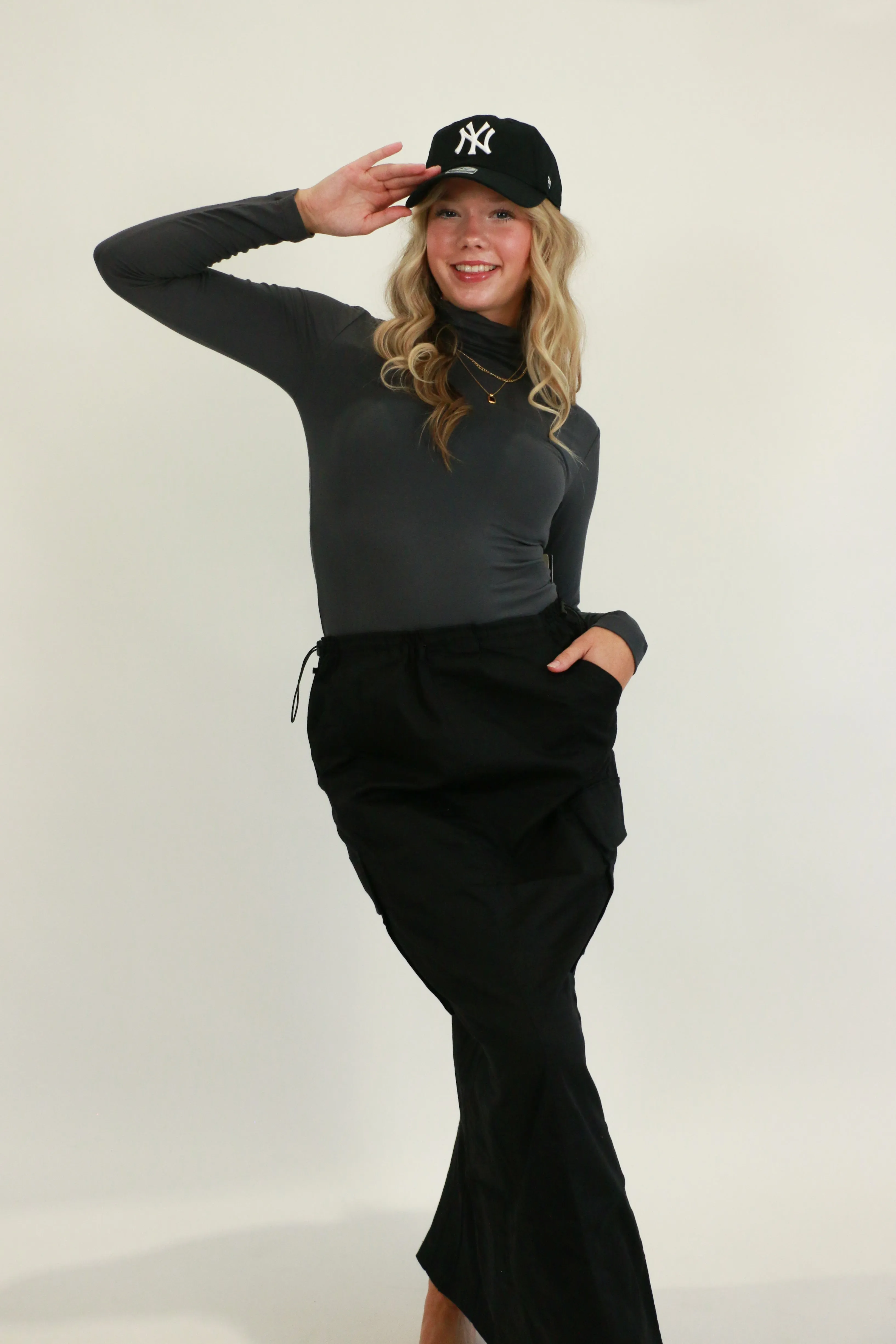 Cargo Maxi Skirt | Black sold by Bella Chic