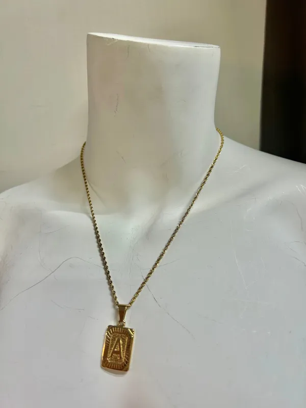 Bella Initial Tag Necklace | Twist Chain made by Bella Chic