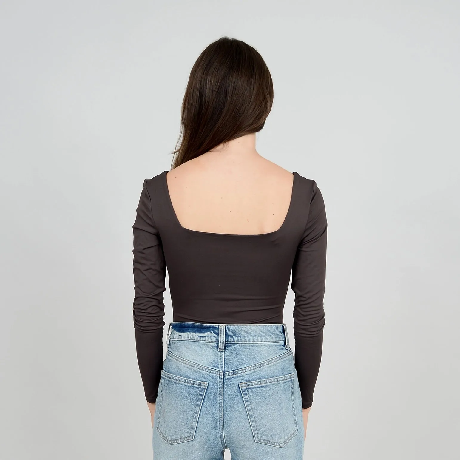 Stacy Square Neck Bodysuit | Dark Brown sold by Bella Chic product image thumbnail 2