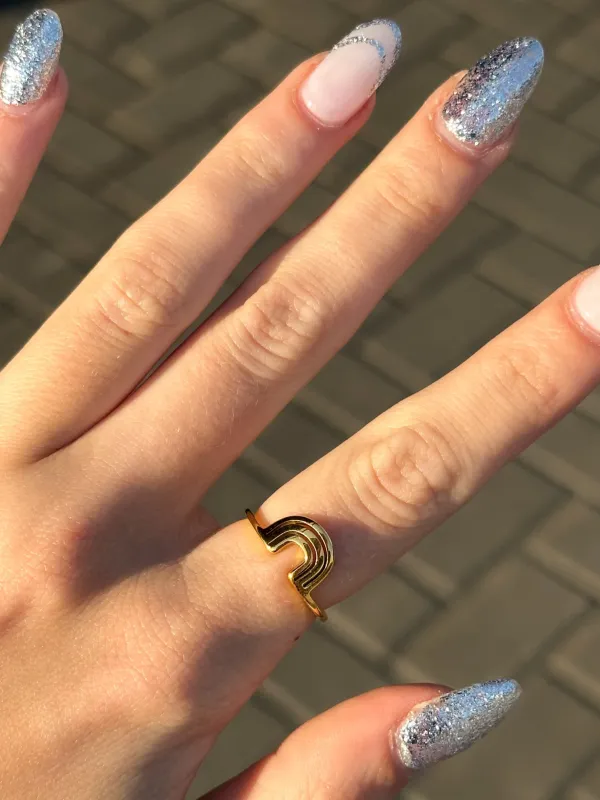 Dainty Rainbow Ring | Gold sold by Bella Chic
