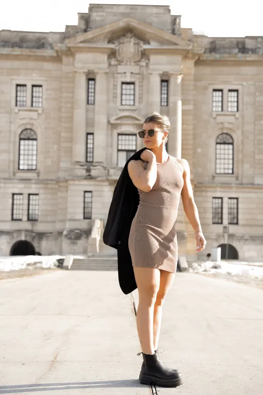 Halley Knit Dress | Mink sold by Bella Chic