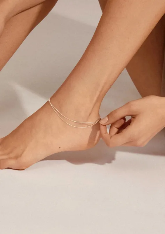 Care Recycled Ankle Chain 2-in-1 Set | Silver made by Pilgrim