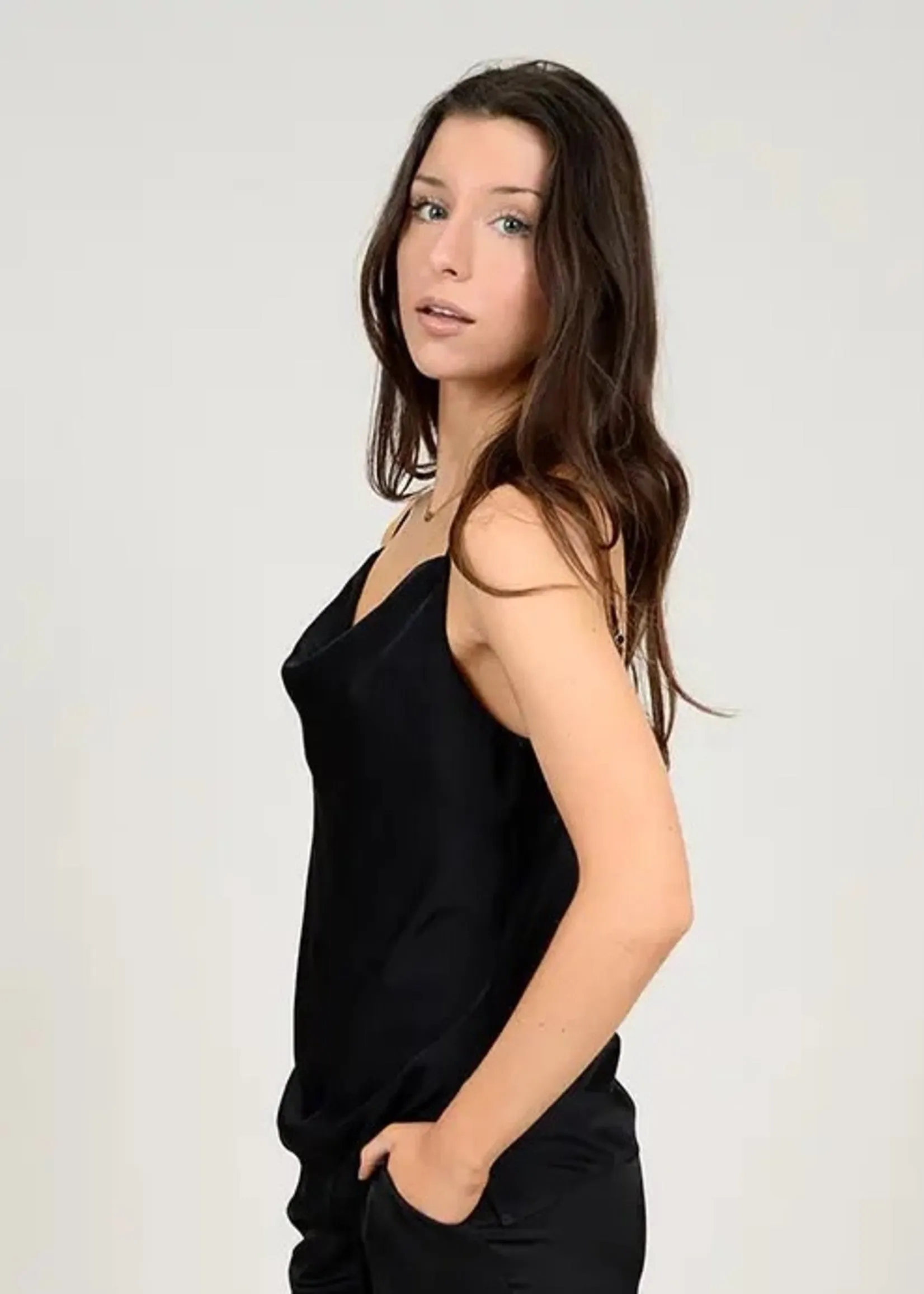 Coline Satin Cowl Tank | Black sold by Bella Chic product image thumbnail 2