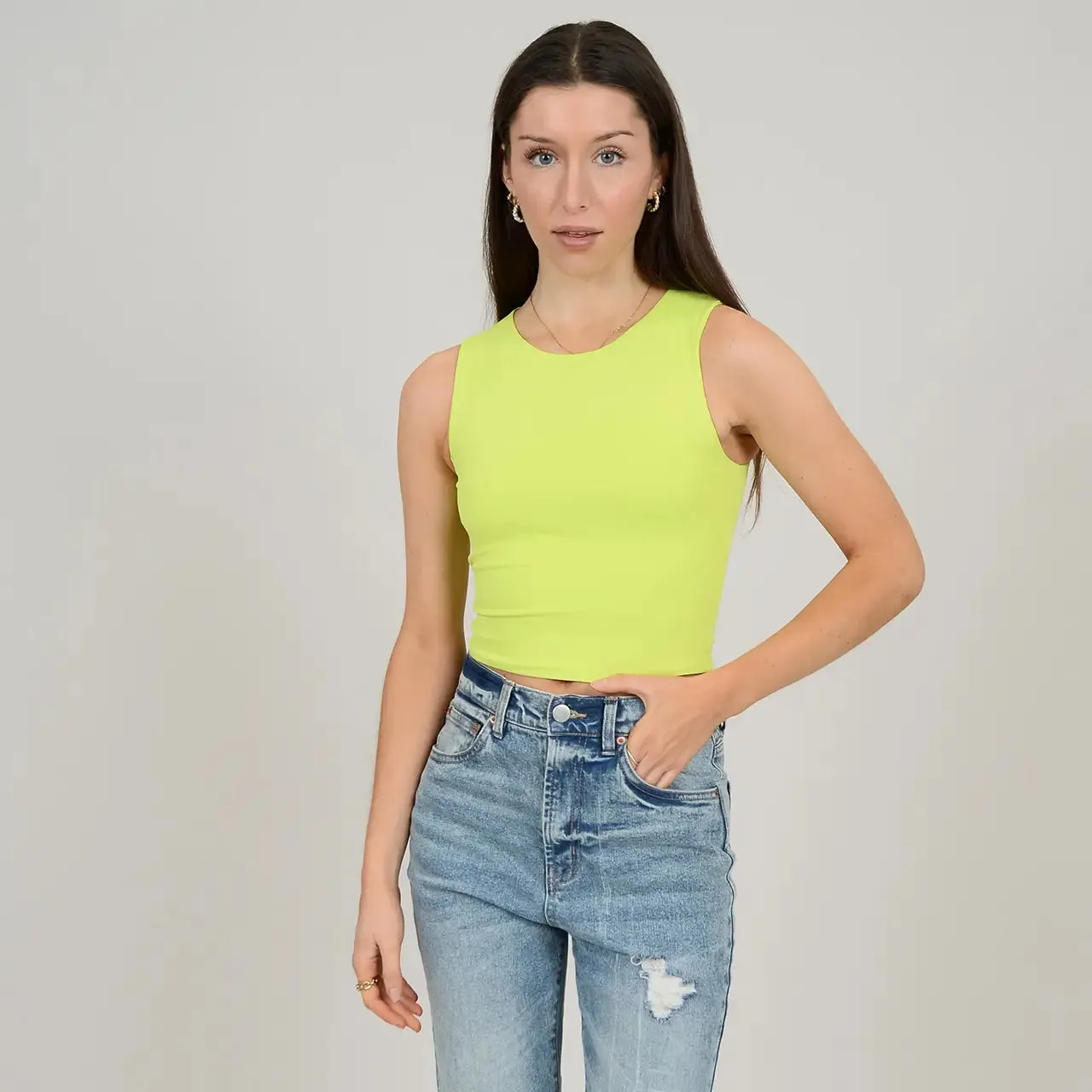 Roxanna Crew Shell | Sunny Lime sold by Bella Chic product image thumbnail 2