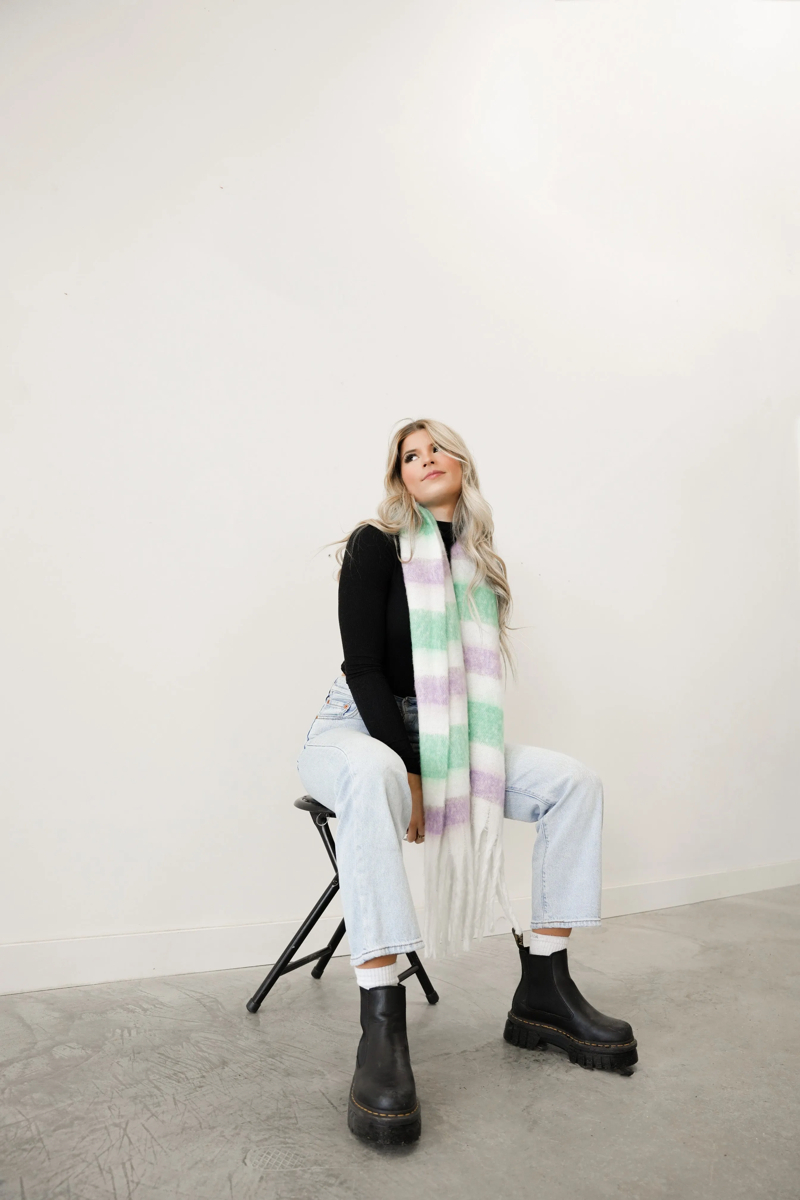 Jayla Fringe Scarf | Green/Purple sold by Bella Chic product image thumbnail 2