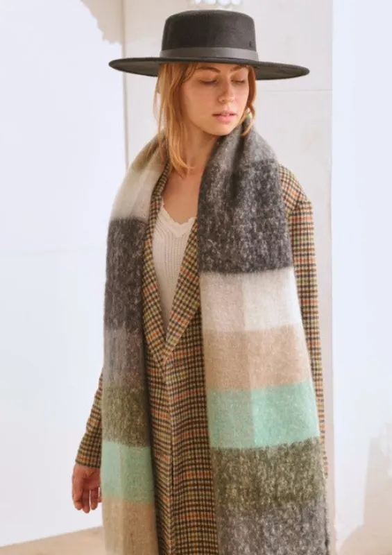 Jayla Fringe Scarf | Teal/Brown made by Bella Chic