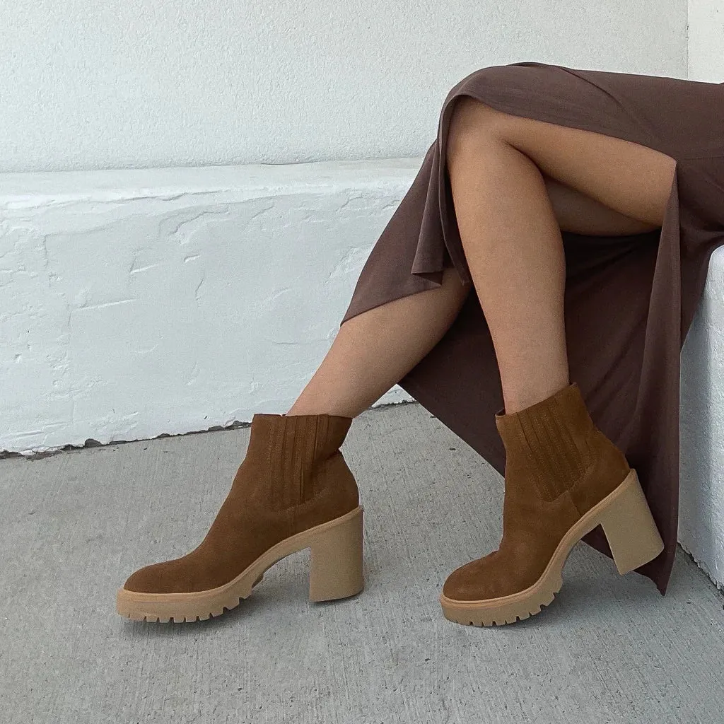 Caster H2O Booties | Camel Suede sold by Bella Chic