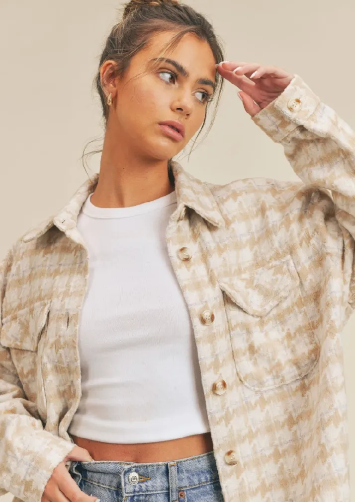 Lesley Houndstooth Shacket | Beige sold by Bella Chic product image thumbnail 3