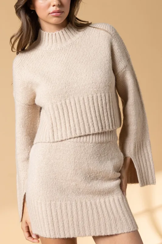 Khloe Knit Skirt | Cream made by Bella Chic