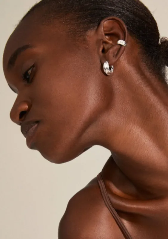 Amanda Hoop & Ear Cuff Set | Silver sold by Bella Chic