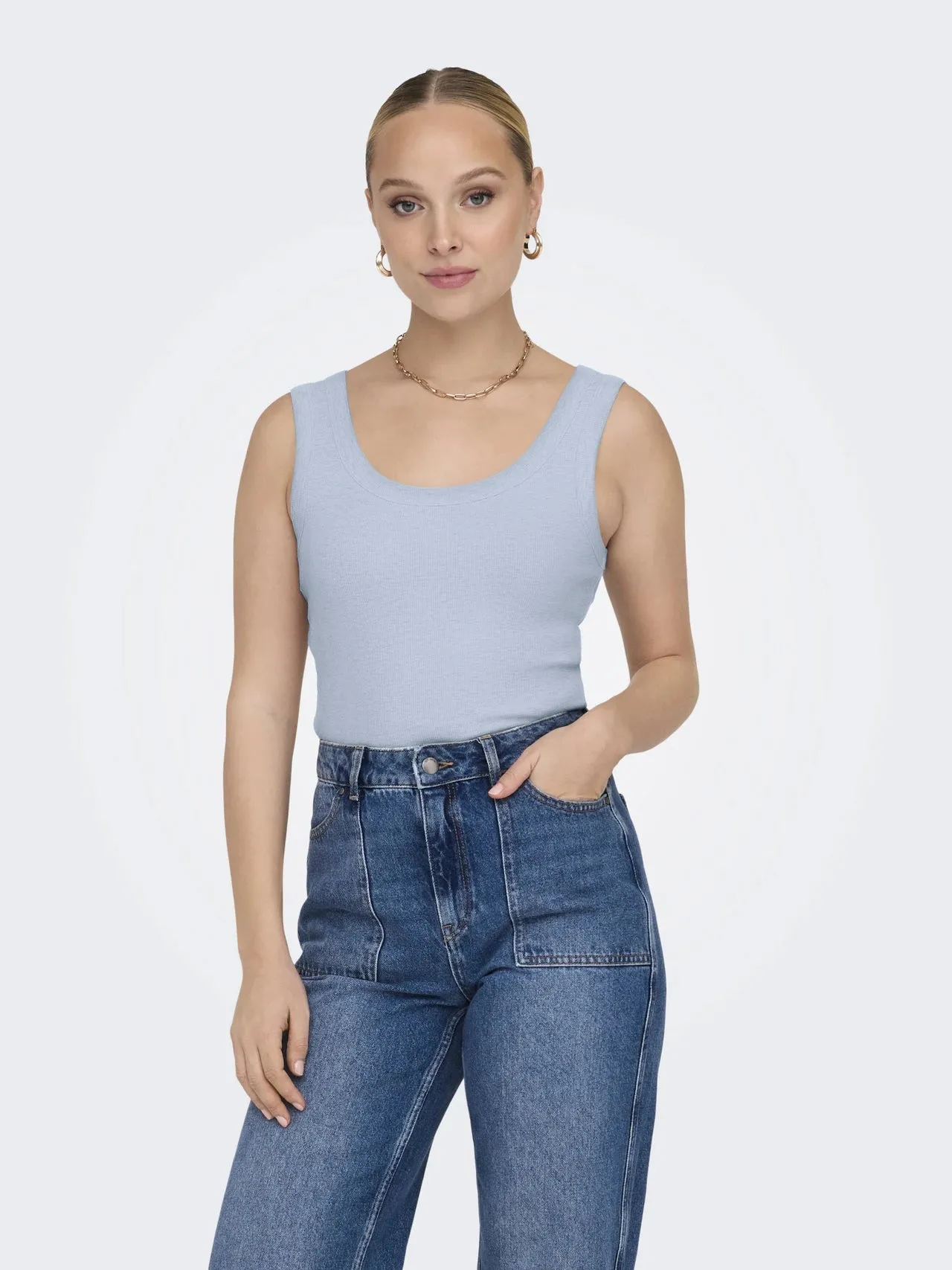 Easy Tank Top | Soft Chambray sold by Bella Chic