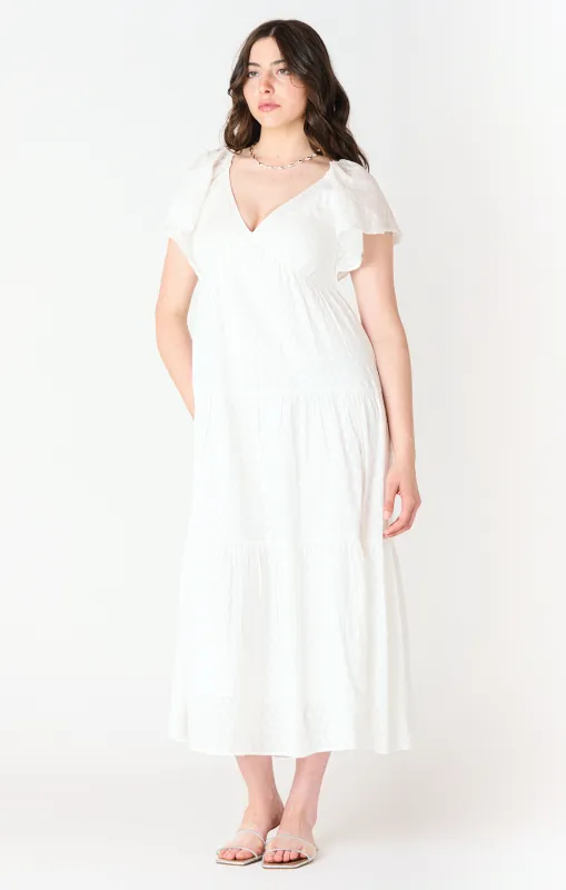 Flutter Sleeve Tie Back Dress | White sold by Bella Chic