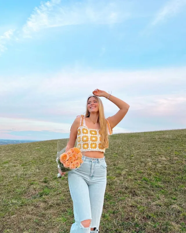 Flower Babe Crochet Tank sold by Bella Chic