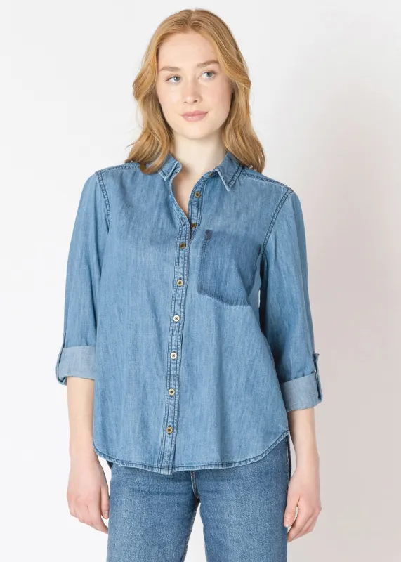 Washed Pocket Denim Shirt made by Bella Chic