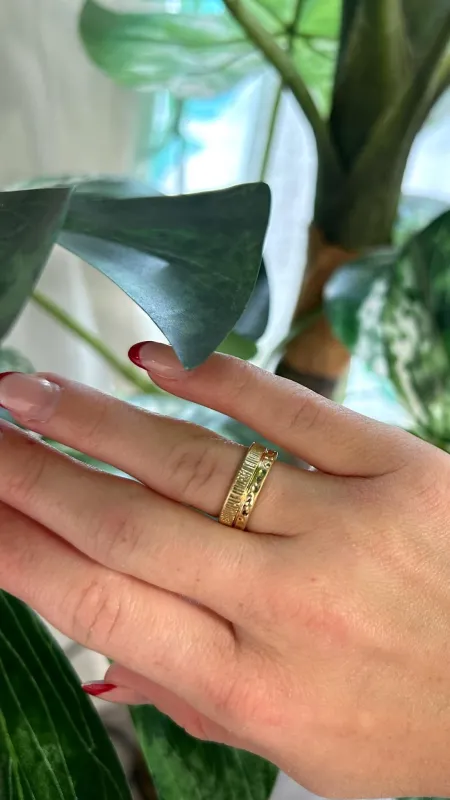 Double Texture Ring | Gold sold by Bella Chic