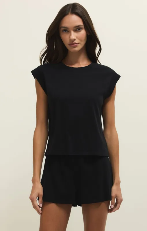 Camino Cotton Jersey Top | True Black sold by Bella Chic