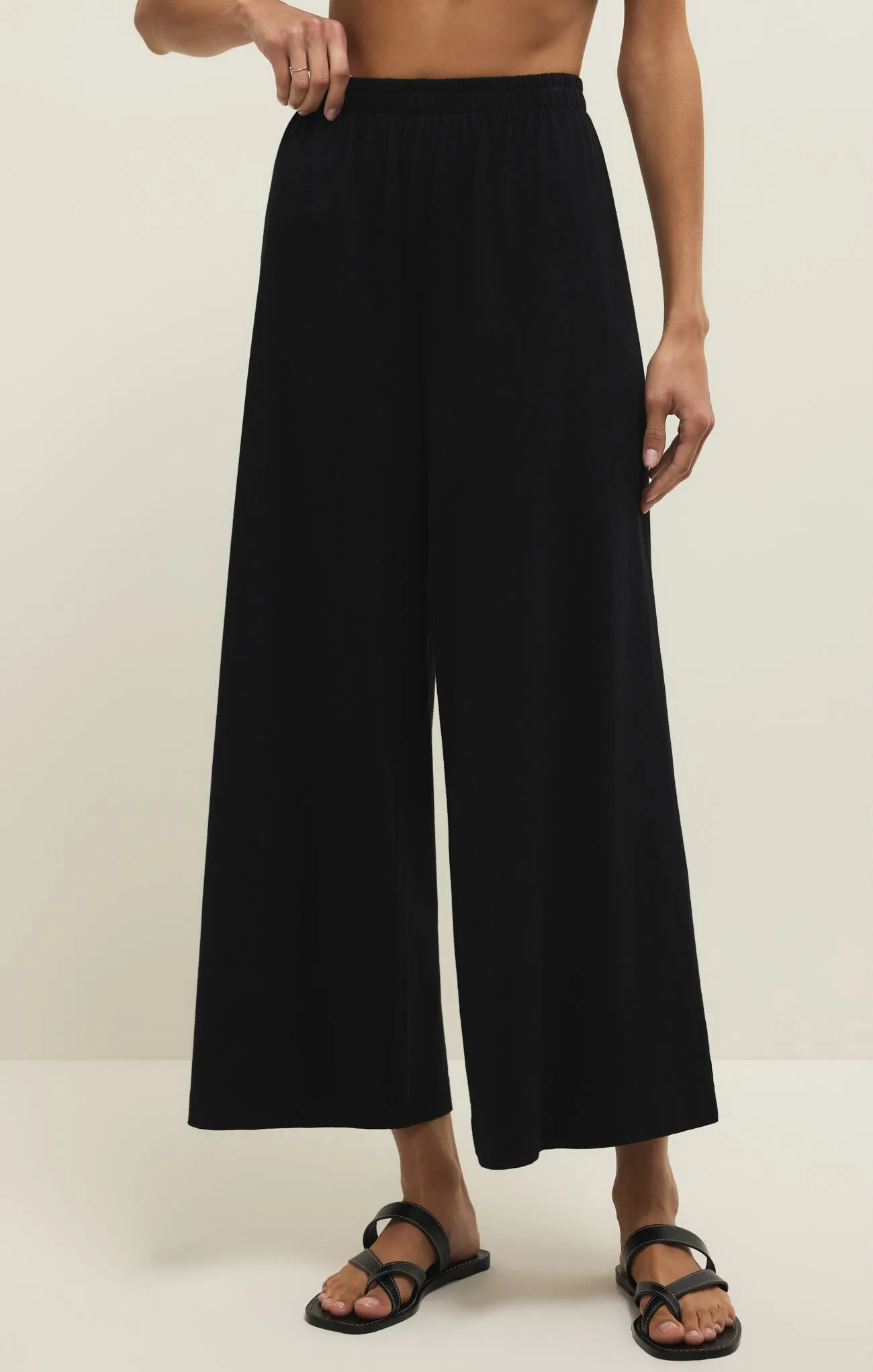 Scout Jersey Crop Flare Pant | True Black sold by Bella Chic
