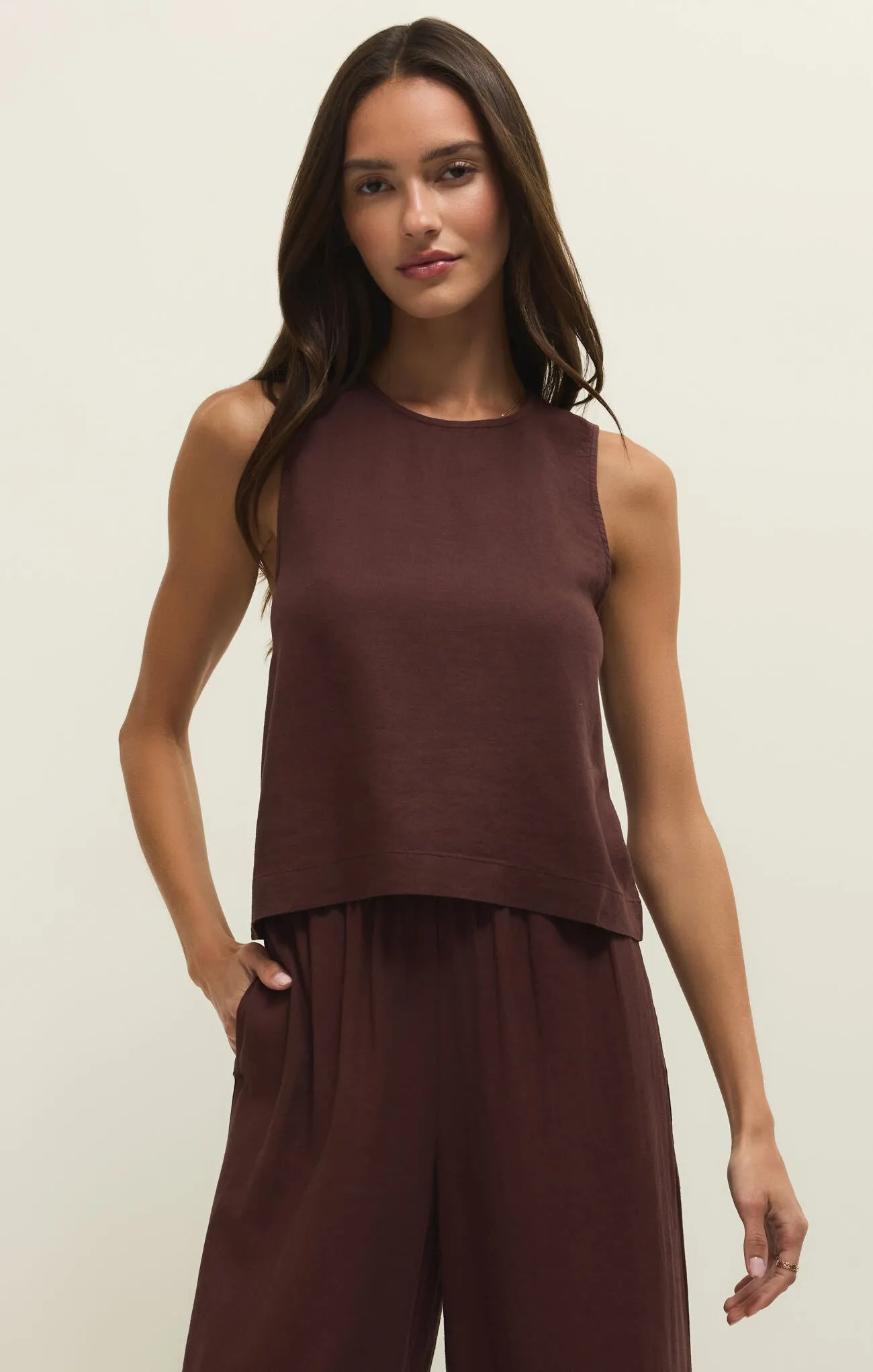 Sloane Linen Cropped Tank sold by Bella Chic