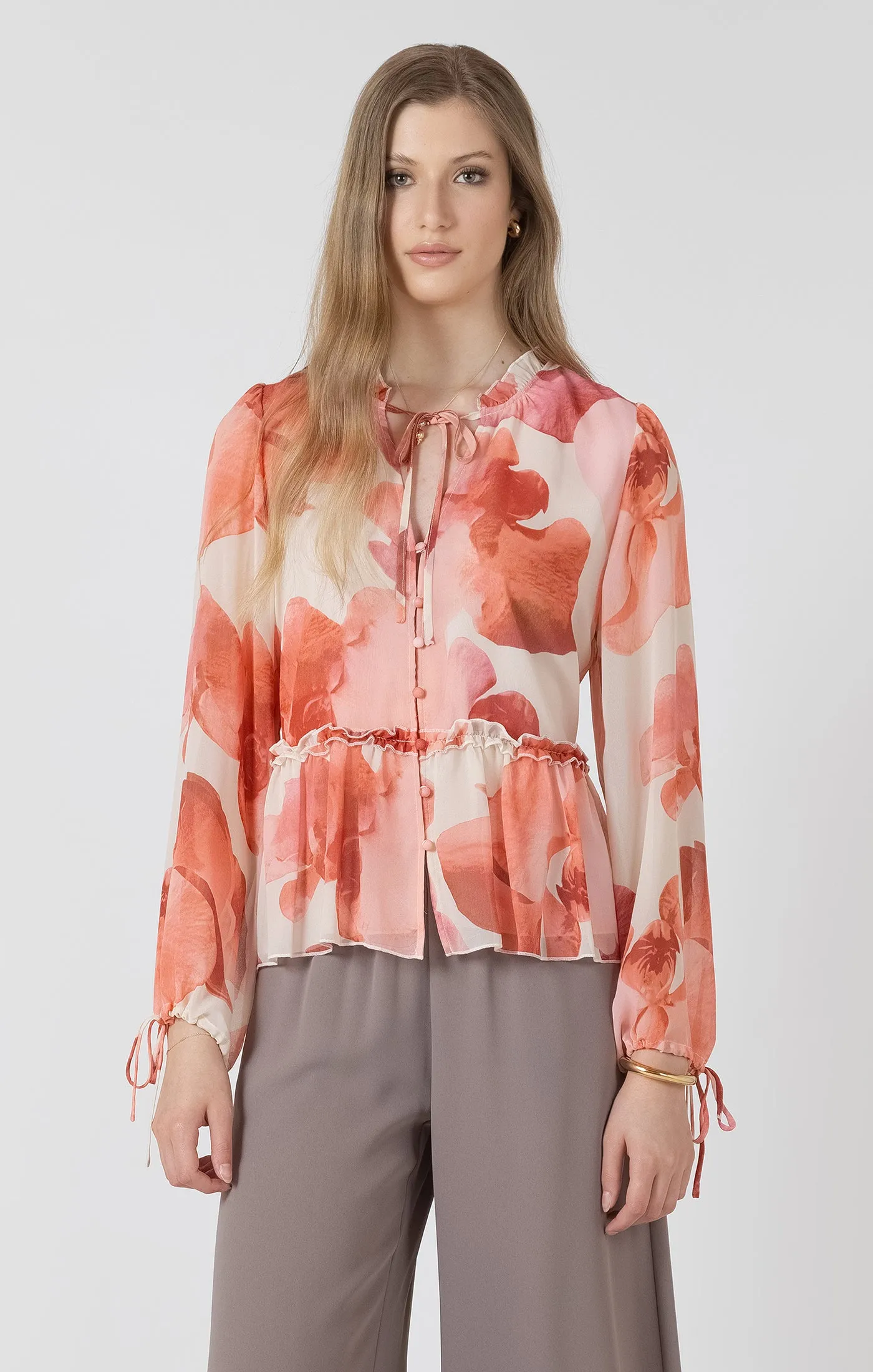 Soft Peplum Blouse | Rose Petals sold by Bella Chic
