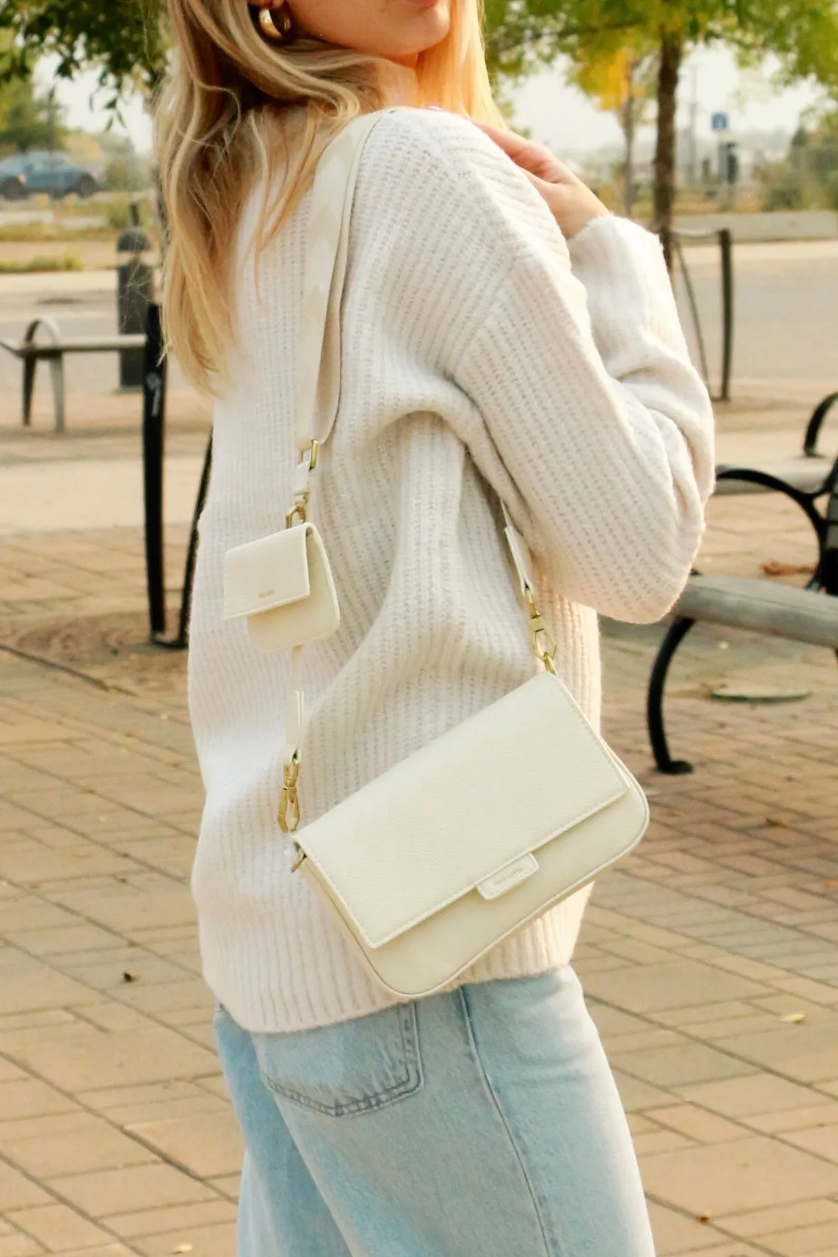 Larissa Mini Crossbody | Coconut Cream Pebbled sold by Bella Chic