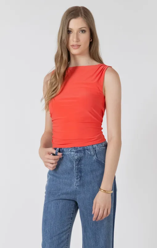 Shirred Detail Tank | Bright Cherry sold by Bella Chic