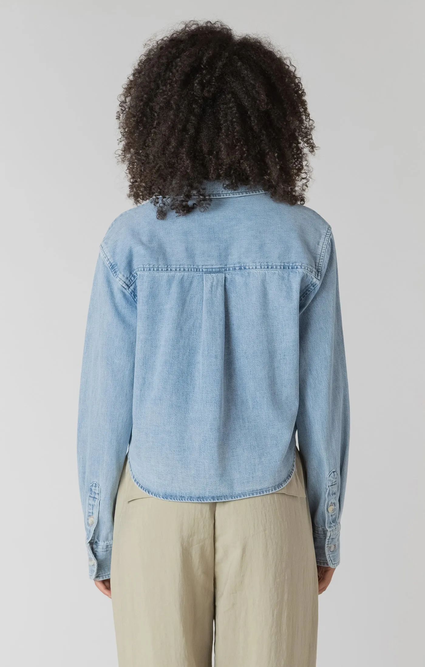 Lightweight Denim Shirt | Mid Blue Wash sold by Bella Chic product image thumbnail 2