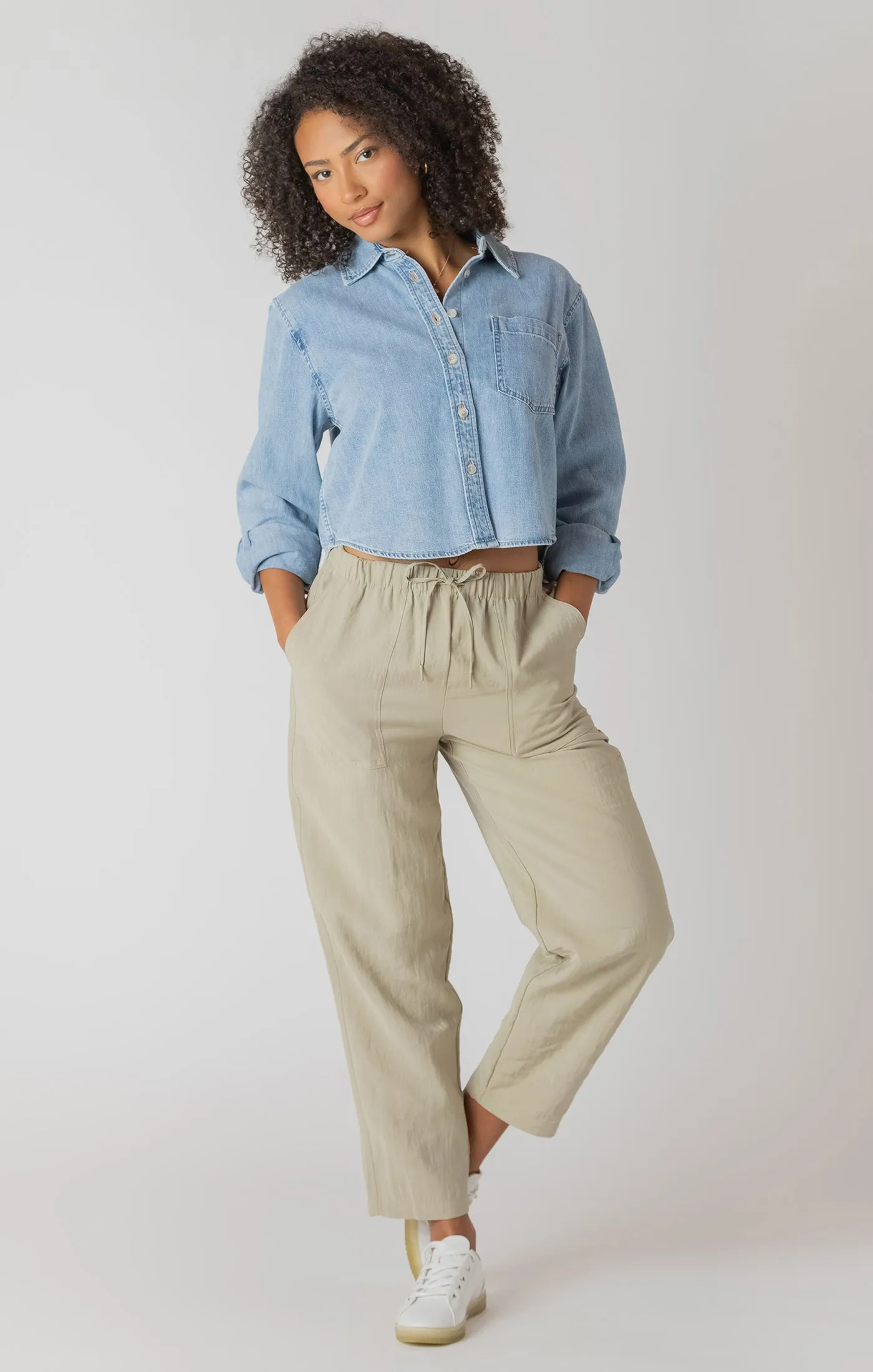 Lightweight Denim Shirt | Mid Blue Wash sold by Bella Chic product image thumbnail 3