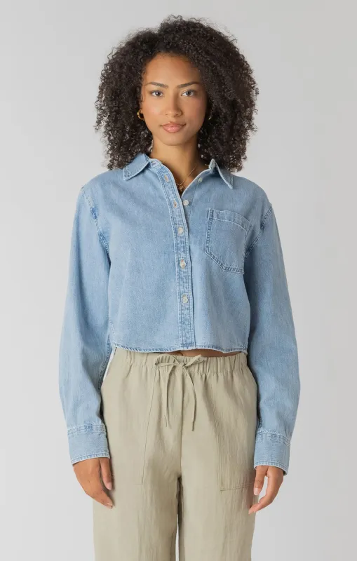Lightweight Denim Shirt | Mid Blue Wash made by Bella Chic