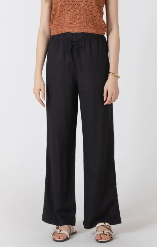 Elastic Waist Linen Pants | Black sold by Bella Chic