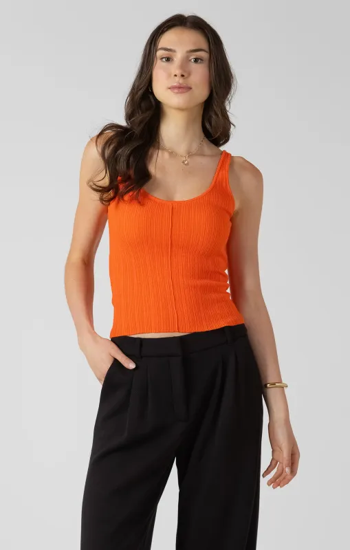 Scoopneck Ribbed Sweater Tank | Orange Burst sold by Bella Chic