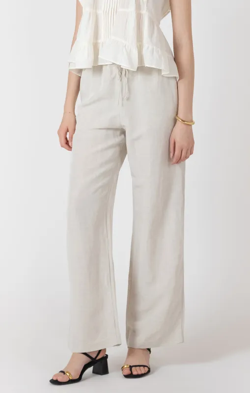 Elastic Waist Linen Pants | Light Ecru sold by Bella Chic