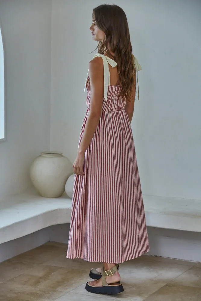 Striped Linen Blend Midi Dress sold by Bella Chic product image thumbnail 2