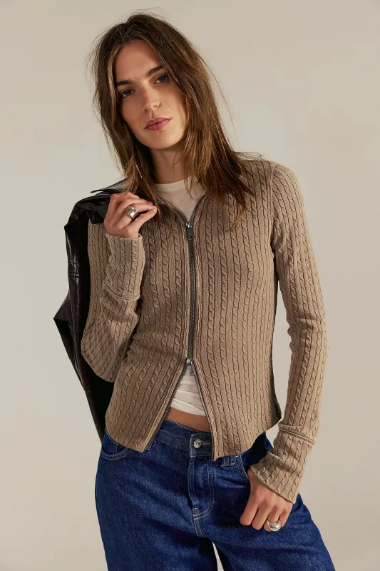 Brunch Girl Zip Up | Dusted Cocoa made by Free People