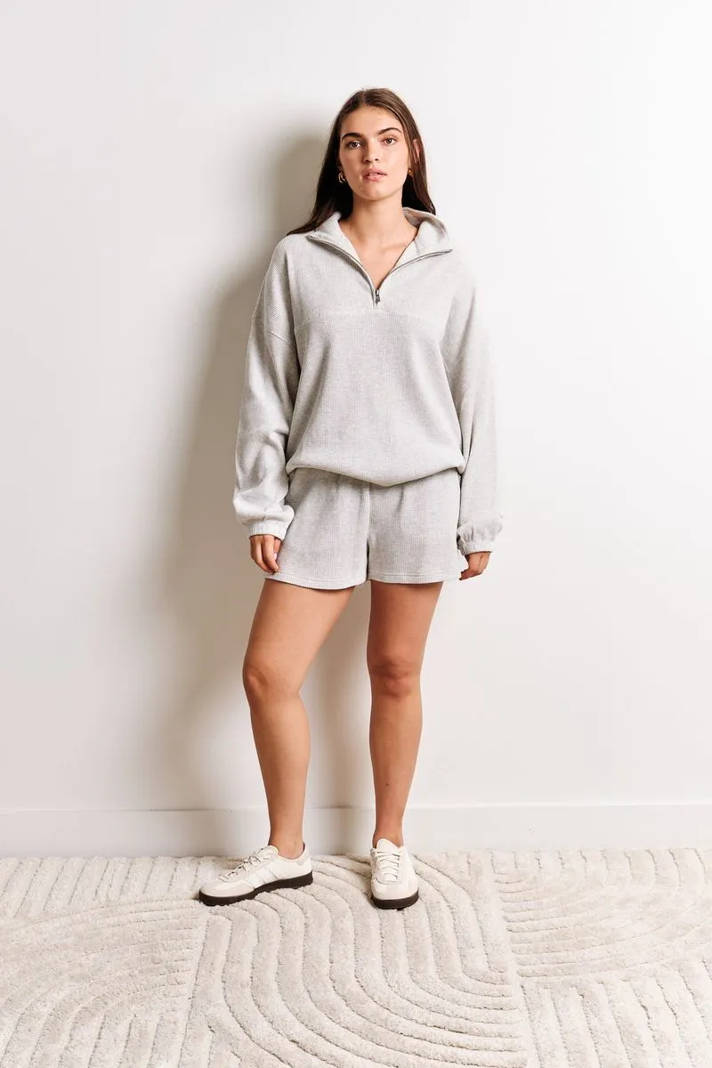 Tyla Waffle Shorts | Light Heather Grey sold by Bella Chic product image thumbnail 3