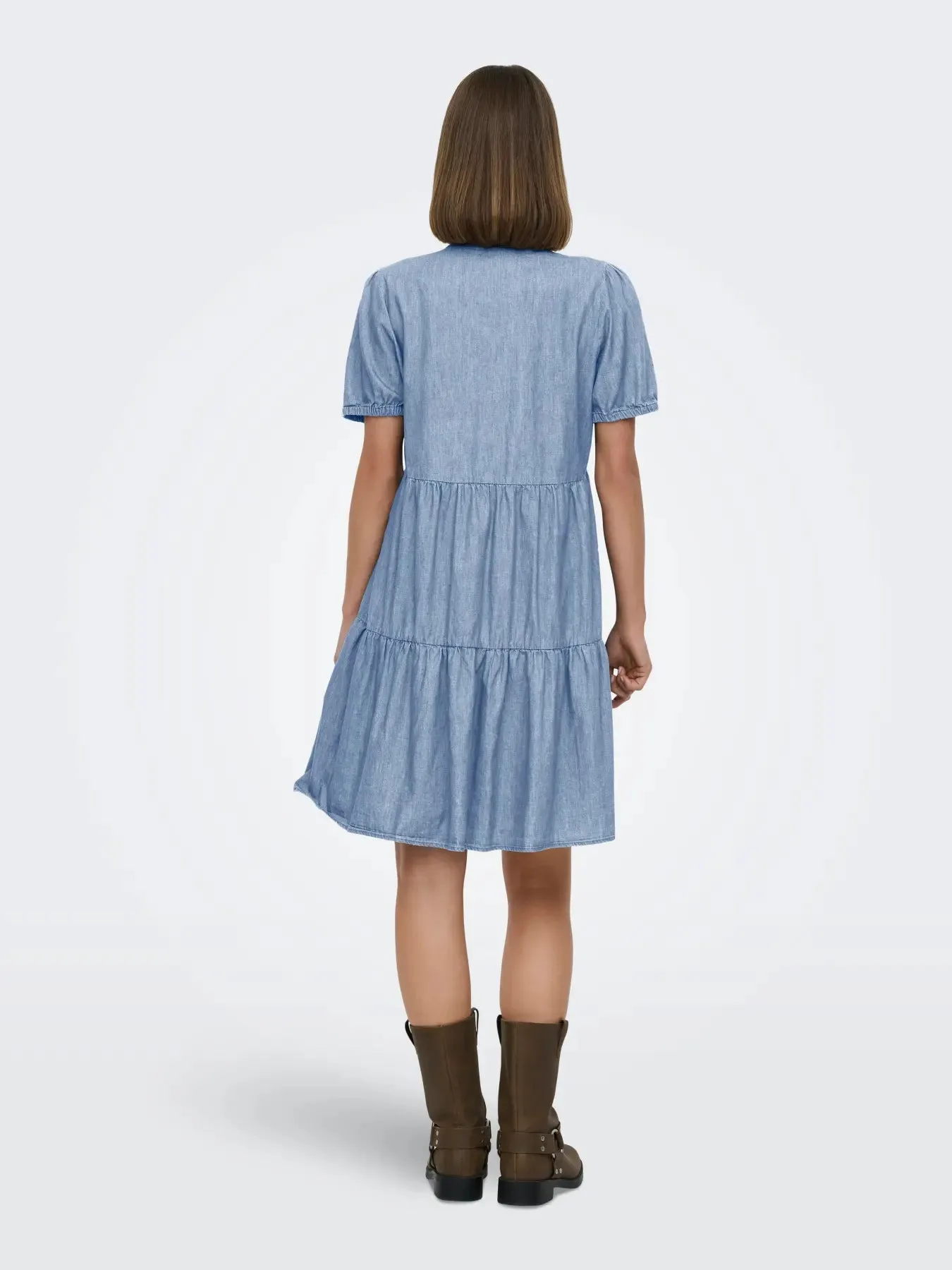 Nova Short Sleeve Dress | Light Blue Denim sold by Bella Chic product image thumbnail 2